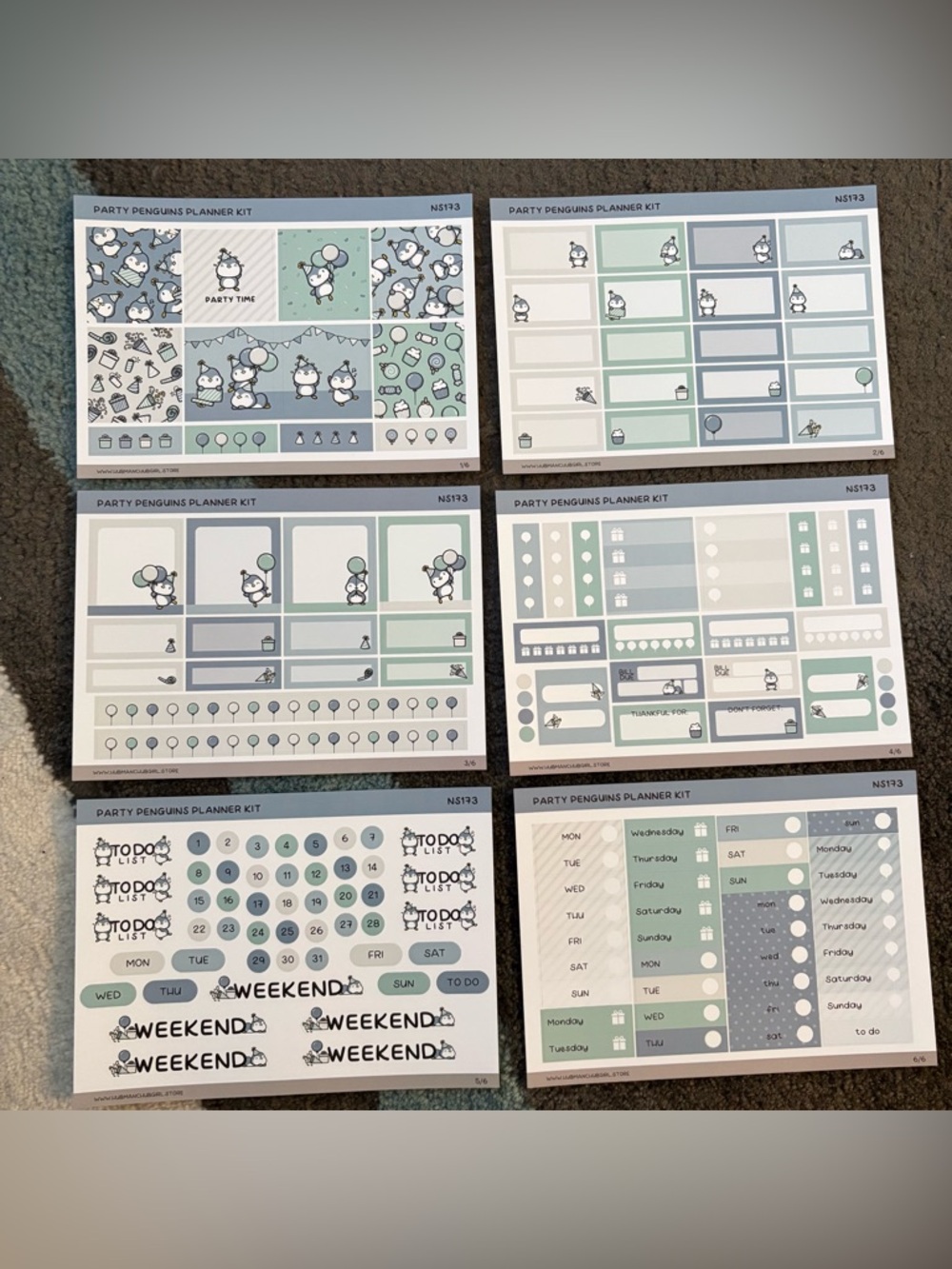 Hubman and Chubgirl Party Penguins planning kit six pages of stickers